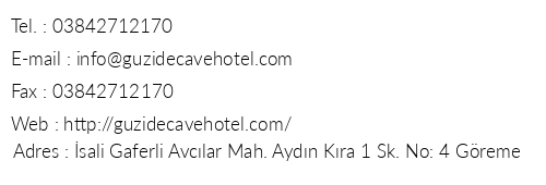 Gzide Cave Hotel telefon numaralar, faks, e-mail, posta adresi ve iletiim bilgileri